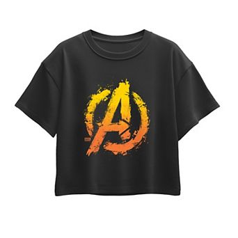 Girls 7-16 Marvel The Avengers Distressed Logo Boxy Tee