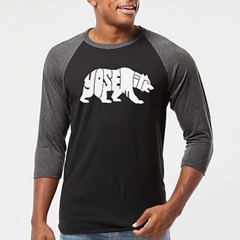 Yosemite Bear - Men's Raglan Baseball Word Art T-Shirt