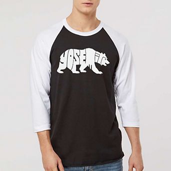 Yosemite Bear - Men's Raglan Baseball Word Art T-Shirt