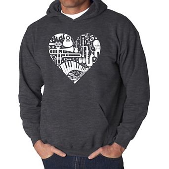 Musical Instrument Heart - Men's Word Art Hooded Sweatshirt