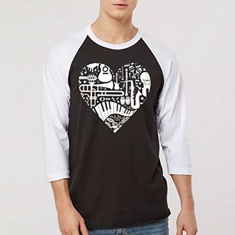 Musical Instrument Heart - Men's Raglan Baseball Word Art T-Shirt