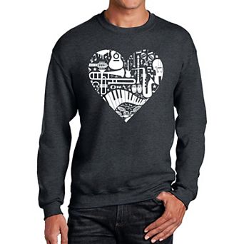 Musical Instrument Heart - Men's Word Art Crewneck Sweatshirt