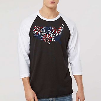 USA Fireworks - Men's Raglan Baseball Word Art T-Shirt