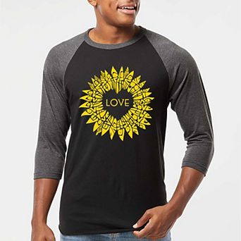 Sunflower Love - Men's Raglan Baseball Word Art T-Shirt