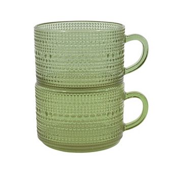 2 pc Textured Glass Mug Set