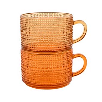 2 pc Textured Glass Mug Set