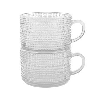 2 pc Textured Glass Mug Set