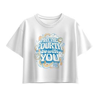 Girls 7-16 Star Wars May The Fourth Be With You Vintage Distressed Boxy Tee