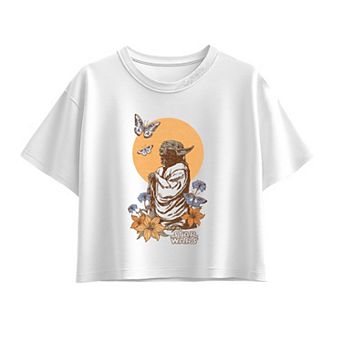 Girls 7-16 Star Wars Yoda Botanical Distressed Boxy Tee