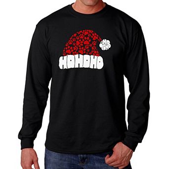 Paw Print Santa Hat - Men's Word Art Long Sleeve T-Shirt