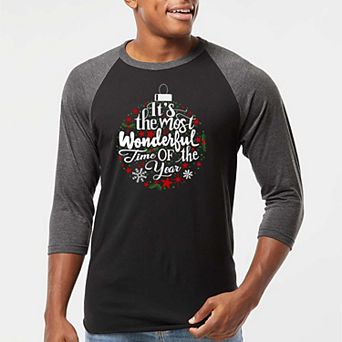 Christmas Ornament - Men's Raglan Baseball Word Art T-Shirt