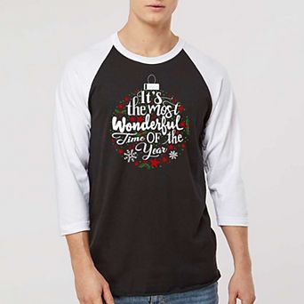Christmas Ornament - Men's Raglan Baseball Word Art T-Shirt