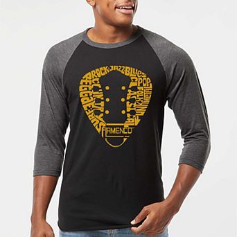 Guitar Pick Genres - Men's Raglan Baseball Word Art T-Shirt