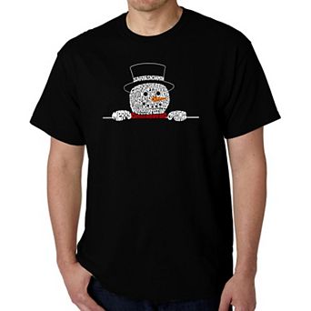 Peeking Snowman - Men's Word Art T-Shirt