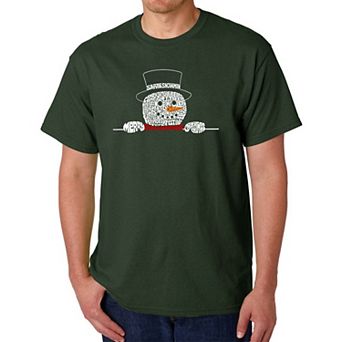 Peeking Snowman - Men's Word Art T-Shirt