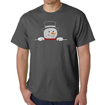 Peeking Snowman - Men's Word Art T-Shirt