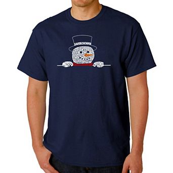 Peeking Snowman - Men's Word Art T-Shirt
