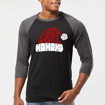 Paw Print Santa Hat - Men's Raglan Baseball Word Art T-Shirt