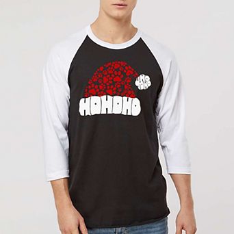 Paw Print Santa Hat - Men's Raglan Baseball Word Art T-Shirt