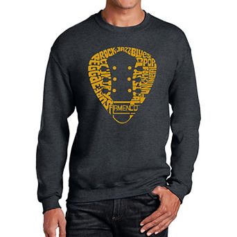 Guitar Pick Genres - Men's Word Art Crewneck Sweatshirt