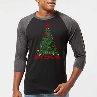 Holiday Christmas Tree - Men's Raglan Baseball Word Art T-Shirt