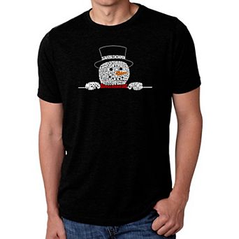 Peeking Snowman - Men's Premium Blend Word Art T-Shirt