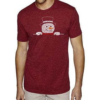 Peeking Snowman - Men's Premium Blend Word Art T-Shirt