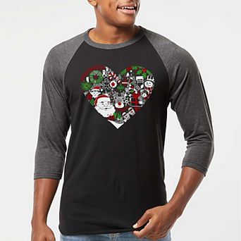 Christmas Themed Heart - Men's Raglan Baseball Word Art T-Shirt