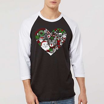 Christmas Themed Heart - Men's Raglan Baseball Word Art T-Shirt