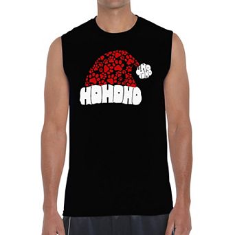 Paw Print Santa Hat - Men's Word Art Sleeveless T-Shirt