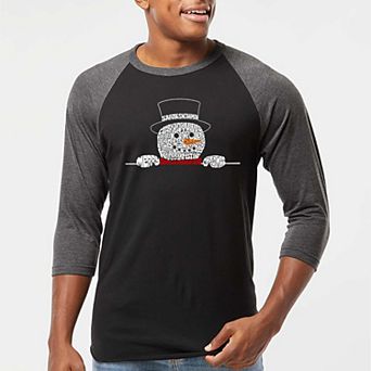 Peeking Snowman - Men's Raglan Baseball Word Art T-Shirt