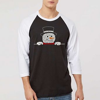 Peeking Snowman - Men's Raglan Baseball Word Art T-Shirt