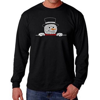 Peeking Snowman - Men's Word Art Long Sleeve T-Shirt