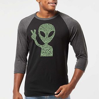 Peace Alien - Men's Raglan Baseball Word Art T-Shirt