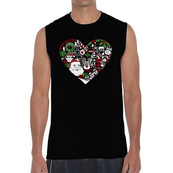 Christmas Themed Heart - Men's Word Art Sleeveless T-Shirt