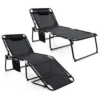 Costway Oversize Folding Chaise Lounge with Backrest Detachable Pillow Pocket