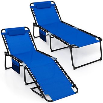 Costway Oversize Folding Chaise Lounge with Backrest Detachable Pillow Pocket