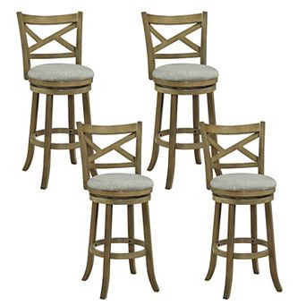 Costway Swivel Bar Stools 30 Inch Bar Height Chairs with Backrests and Wood Frame