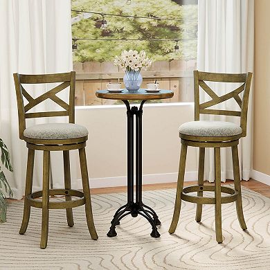Costway Swivel Bar Stools 30 Inch Bar Height Chairs with Backrests and Wood Frame