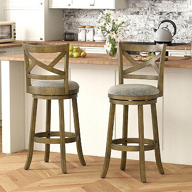 Costway Swivel Bar Stools 30 Inch Bar Height Chairs with Backrests and Wood Frame