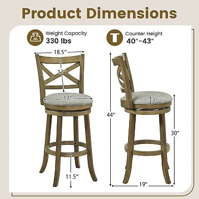 Costway Swivel Bar Stools 30 Inch Bar Height Chairs with Backrests and Wood Frame