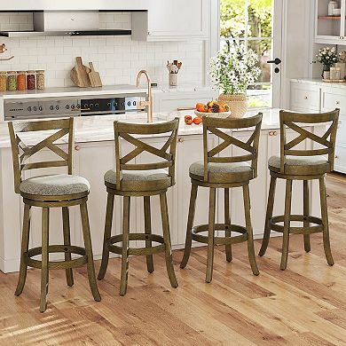 Costway Swivel Bar Stools 30 Inch Bar Height Chairs with Backrests and Wood Frame