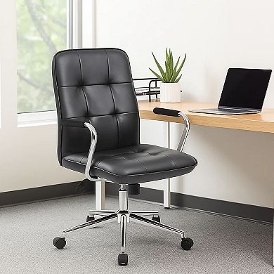 Swivel Office Armchair, Tufted Seat & Back