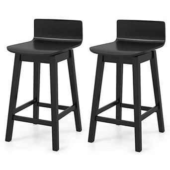 Costway 24.5" Counter Height Bar Stools with Footrest Solid Rubber Wood Legs