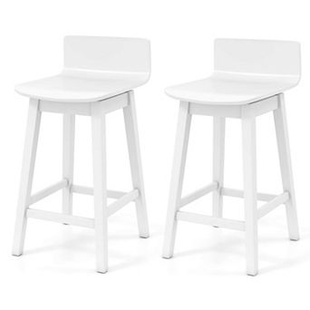 Costway 24.5" Counter Height Bar Stools with Footrest Solid Rubber Wood Legs