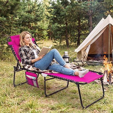 Costway 2 PC Folding Chaise Lounge Chair Portable Sun Lounger with Adjustable Backrest