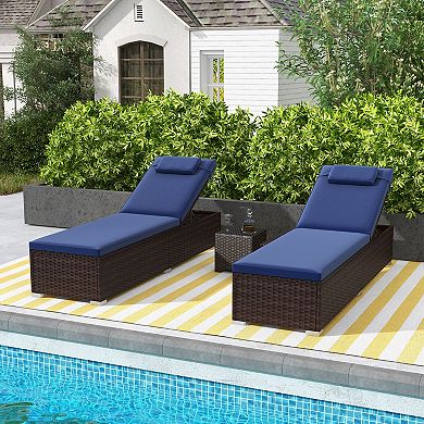 Costway Patio Chaise Lounge with 6-level Backrest, Comfy Seat Cushion & Headrest