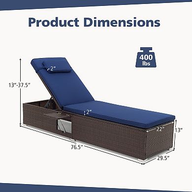 Costway Patio Chaise Lounge with 6-level Backrest, Comfy Seat Cushion & Headrest