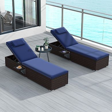 Costway Patio Chaise Lounge with 6-level Backrest, Comfy Seat Cushion & Headrest