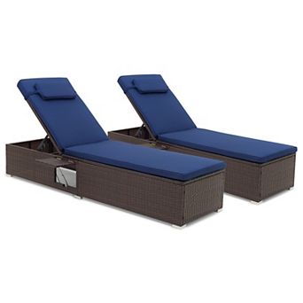 Costway Patio Chaise Lounge with 6-level Backrest, Comfy Seat Cushion & Headrest